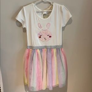 Girl’s Sequin Bunny Pastel Rainbow Tulle Dress